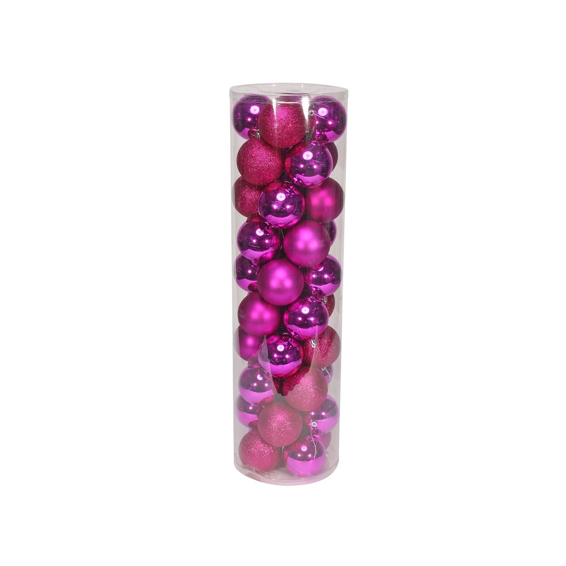 40 Hot Pink Baubles in Matt  Shiny & Glitter Finish (8cm)