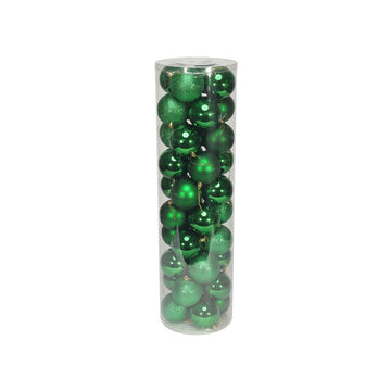 48 Holiday Green Baubles in Matt, Shiny & Glitter Finish (8cm)