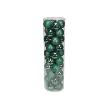 48 Green Baubles in Matt, Shiny & Glitter Finish (8cm)