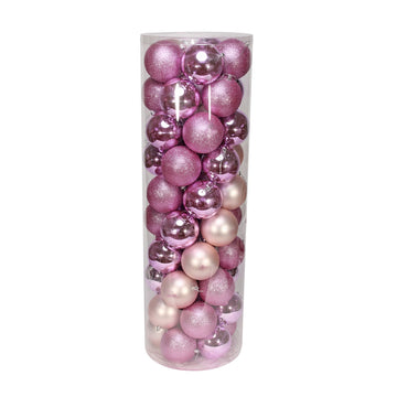 50 Pink Baubles in Matt  Shiny &amp; Glitter Finish (10cm)