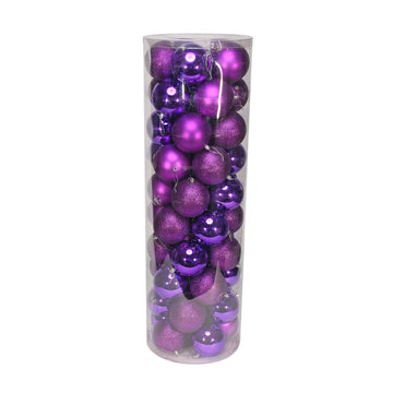 48 Purple Baubles in Matt, Shiny & Glitter Finish (10cm)