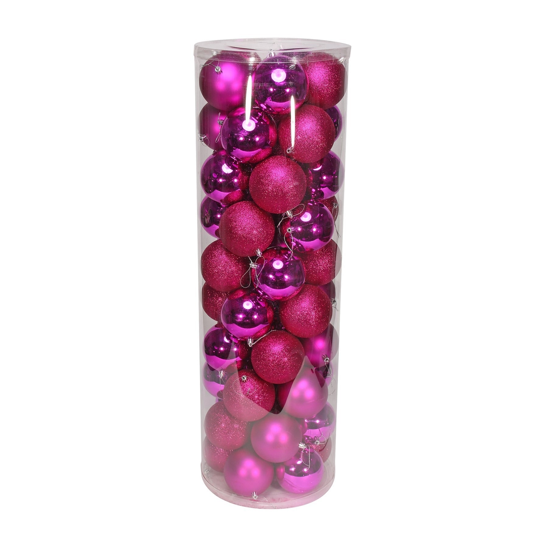 50 Hot Pink Baubles in Matt  Shiny & Glitter Finish (10cm)