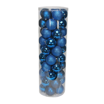 50 Blue Baubles in Matt  Shiny & Glitter Finish (10cm)