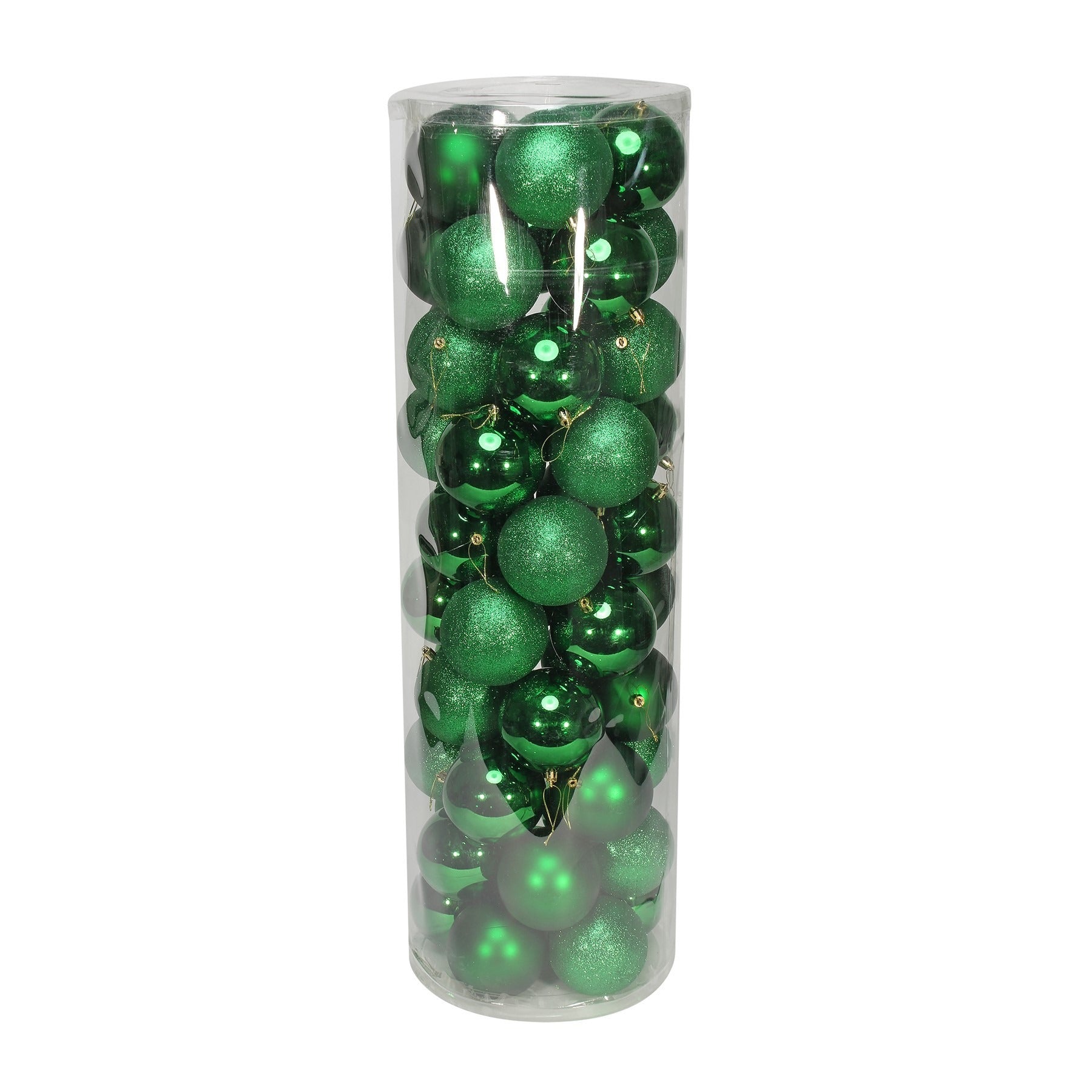 48 Holiday Green Baubles in Matt, Shiny & Glitter Finish (10cm)