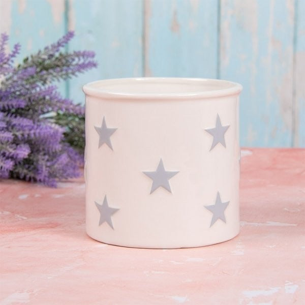 White and Grey Stars Planter (14 x 13cm)