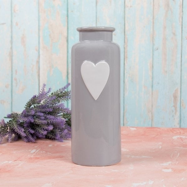 Grey and White Heart Vase (30cm)