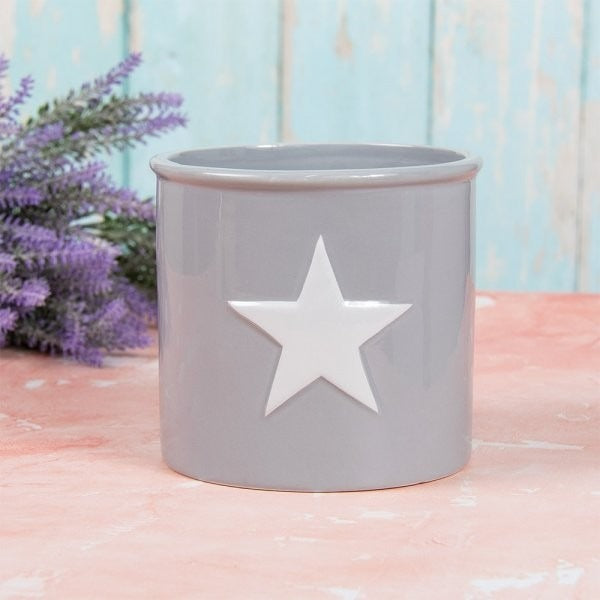 Grey and White Star Planter (14 X 13cm)