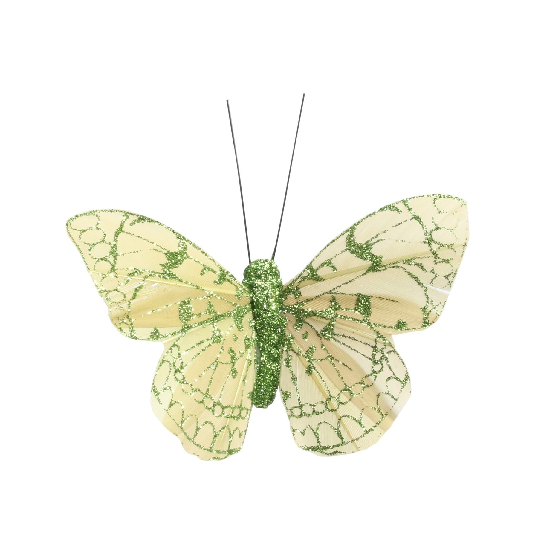 8cm Apple Feather &amp; Glitter Butterfly (Pack of 12)