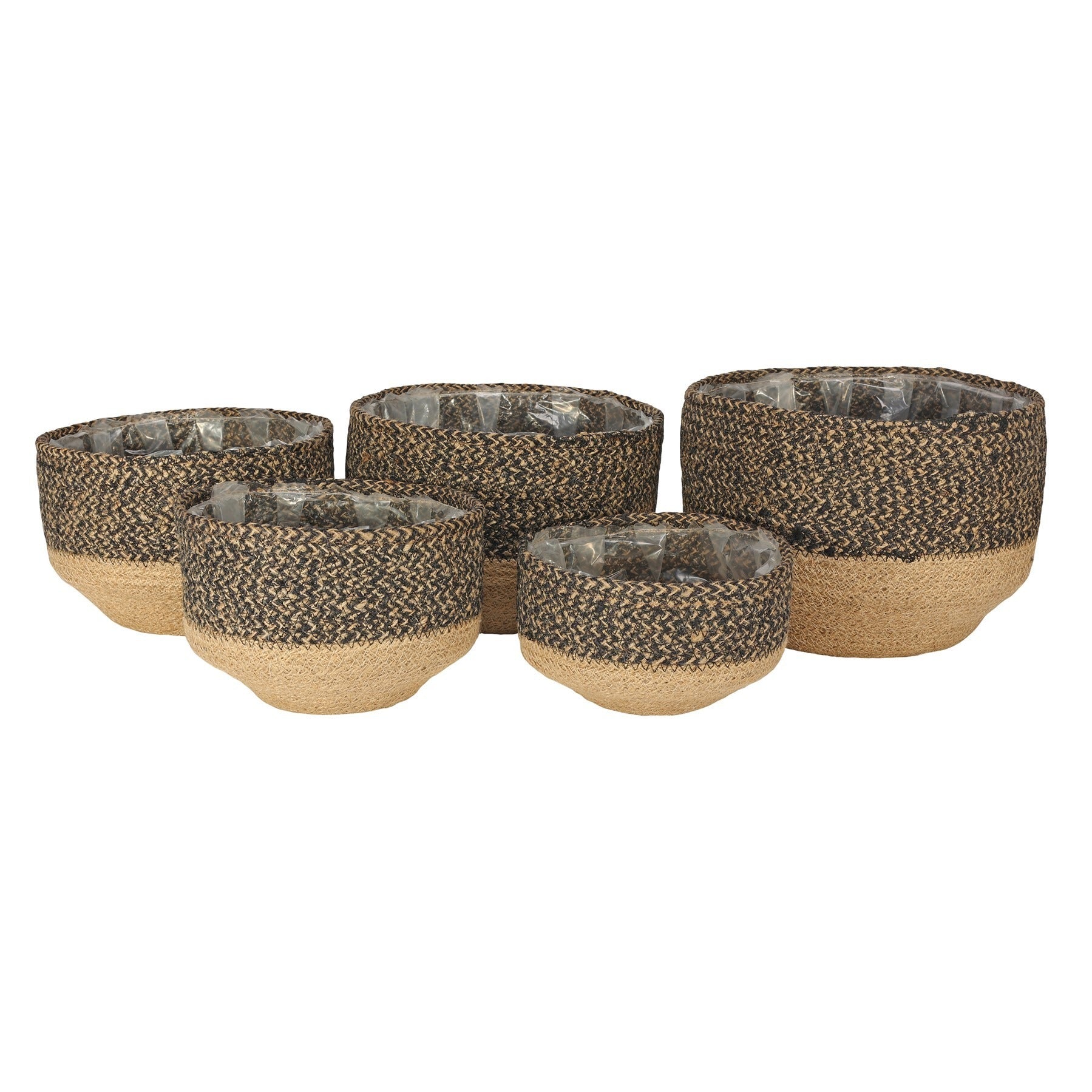 Set of 5 Jute Basket  with Liner (Natural & Black)