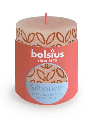 Misty Pink Bolsius Rustic Silhouette Pillar Candle  (80 x 68mm)