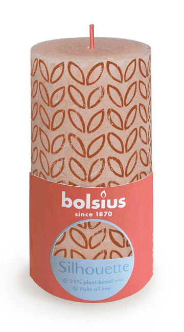 Misty Pink Bolsius Rustic Silhouette Pillar Candle (130 x 68mm)