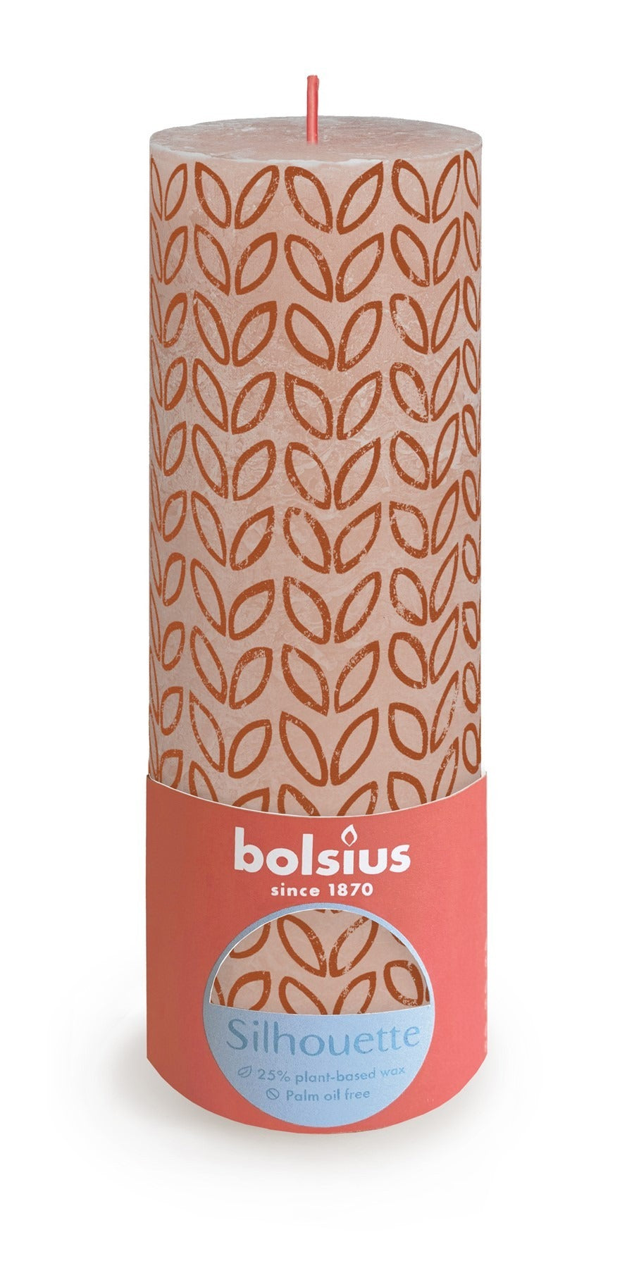 Misty Pink Bolsius Rustic Silhouette Pillar Candle (190 x 68mm)