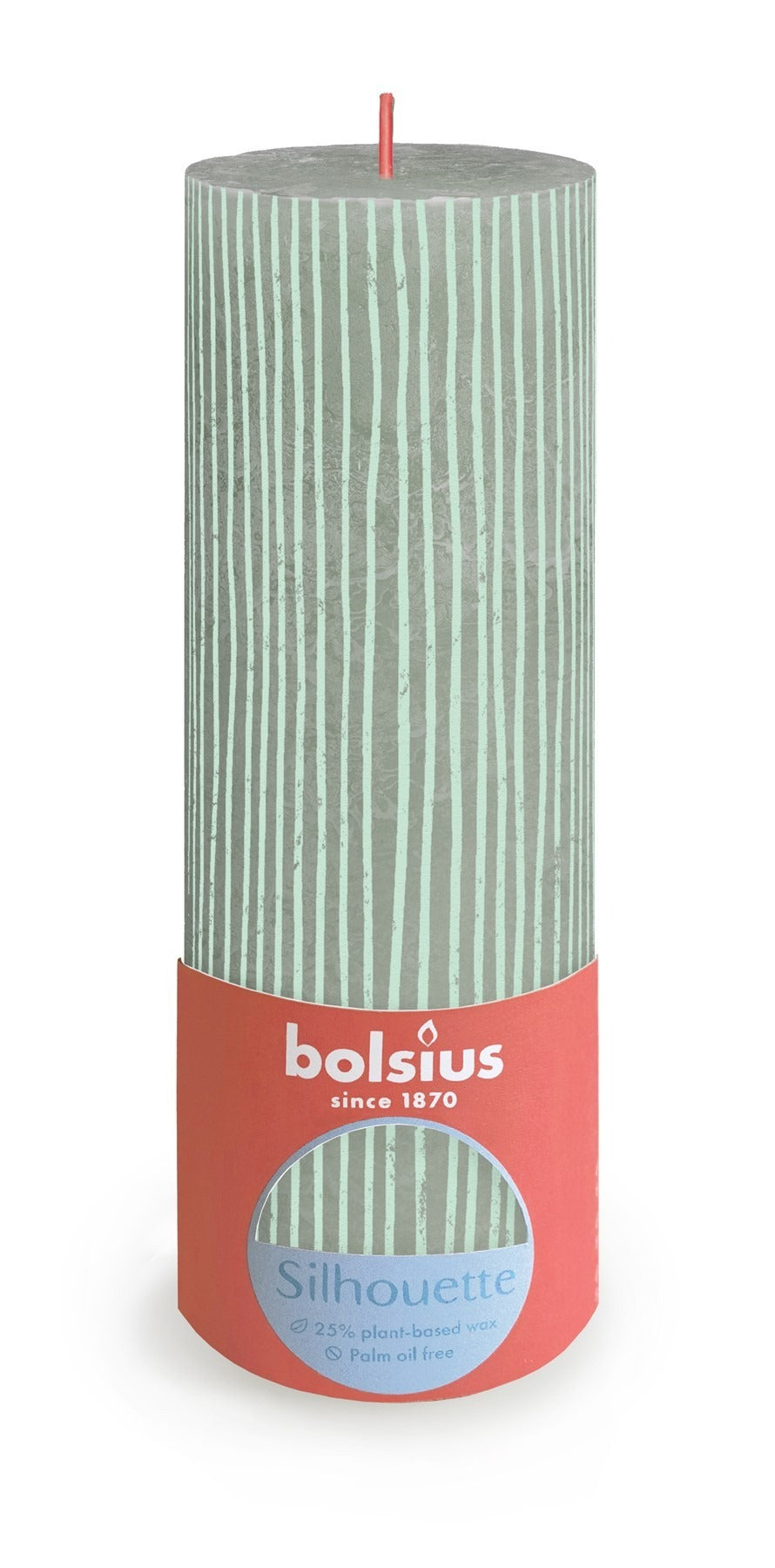 Jade Green Bolsius Rustic Silhouette Pillar Candle (190 x 68mm)