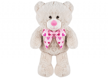 Cream Bear with Heart Ribbon (25cm)