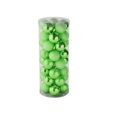 48 Light Green Baubles in Matt, Shiny & Glitter Finish (8cm)