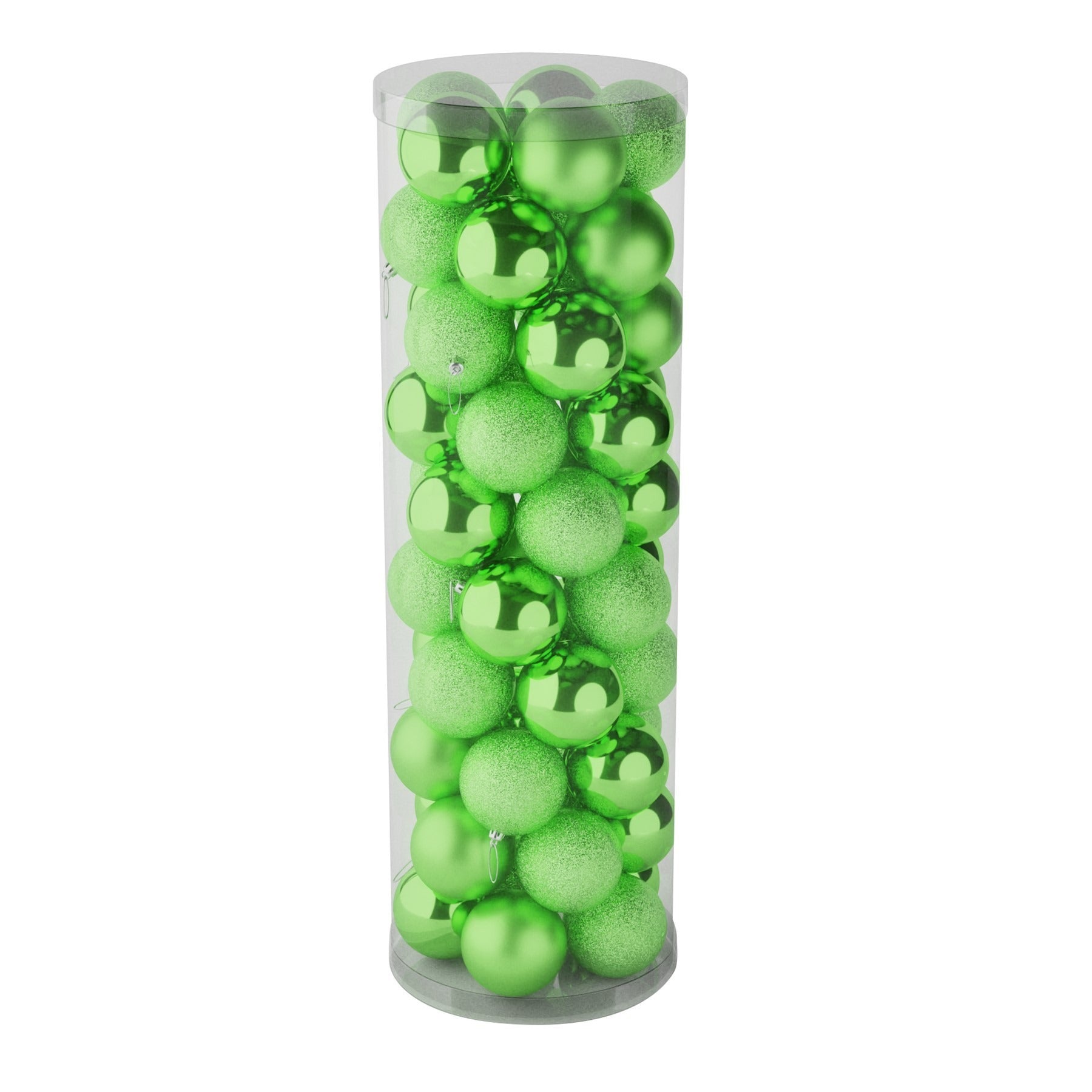 50 Light Green Baubles in Matt  Shiny & Glitter Finish (10cm)