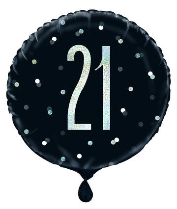 Black and Silver Prismatic 21st Foil Balloon (18 Inch)