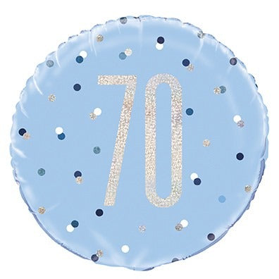 Blue and Silver Prismatic 70th Birthday Foil Balloon (18 Inch)