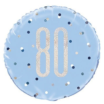 Blue and Silver Prismatic 80th Birthday Foil Balloon (18 Inch)