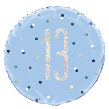 Blue and Silver Prismatic 13th Birthday Foil Balloon (18 Inch)