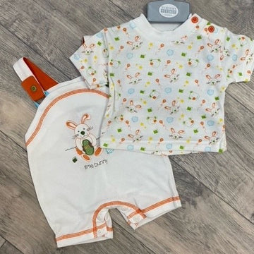 Baby 2 piece short dungaree set by Nursery Time