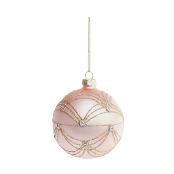 Pink Gold Glitter Swirl Glass Bauble (8cm)