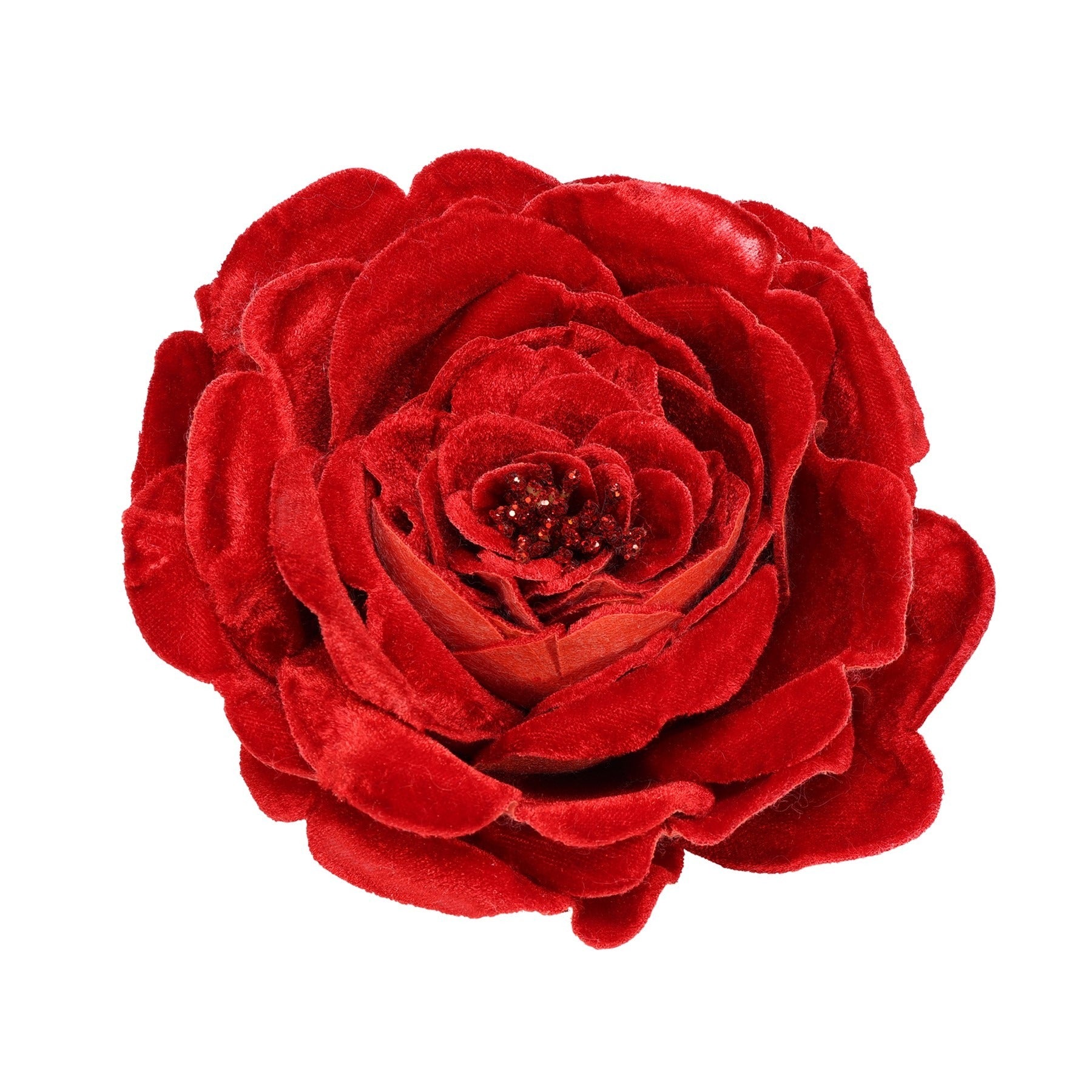 Red Vintage Velvet Rose with Clip (Dia15cm)