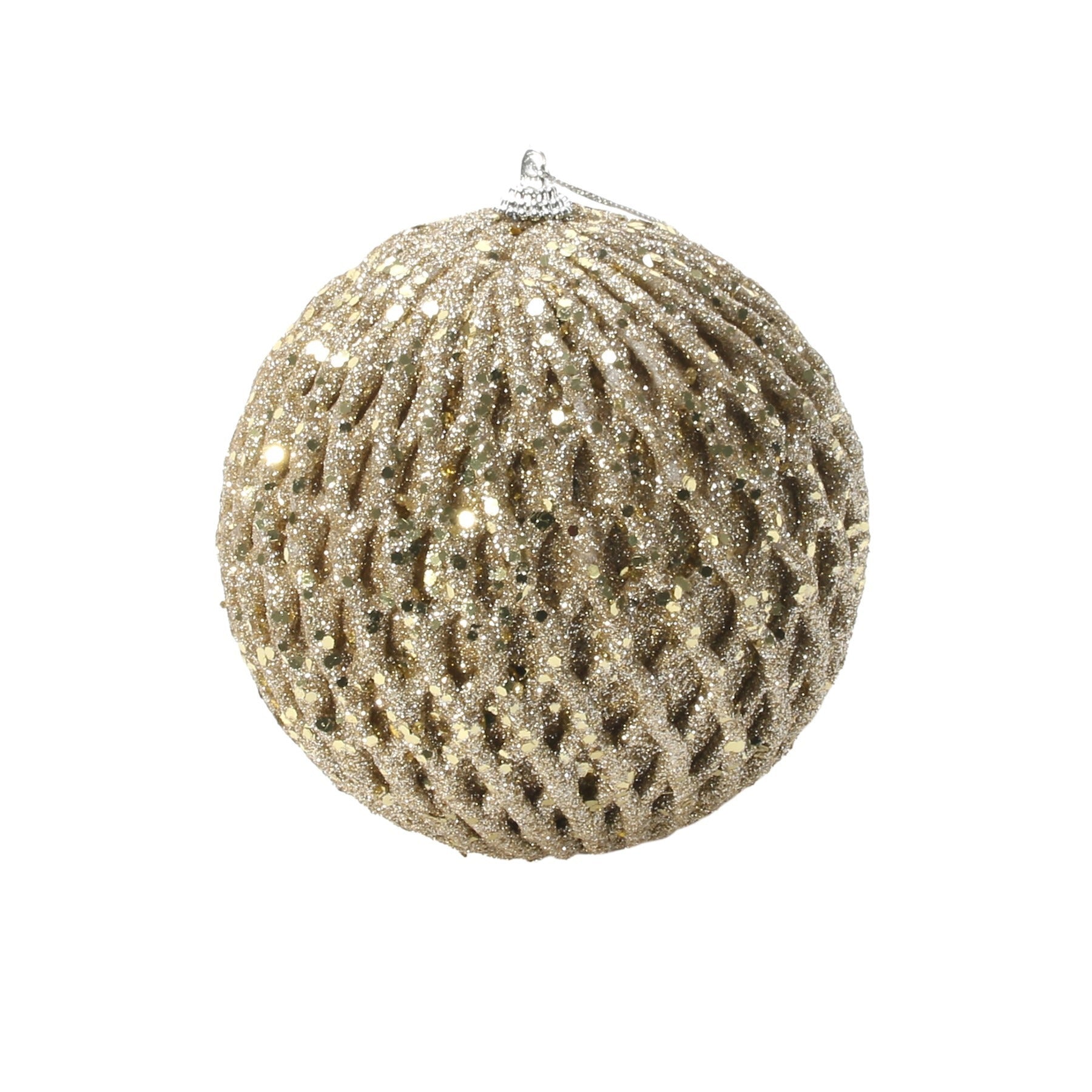 Champagne Glitter and Sequin Bauble (Dia12cm)