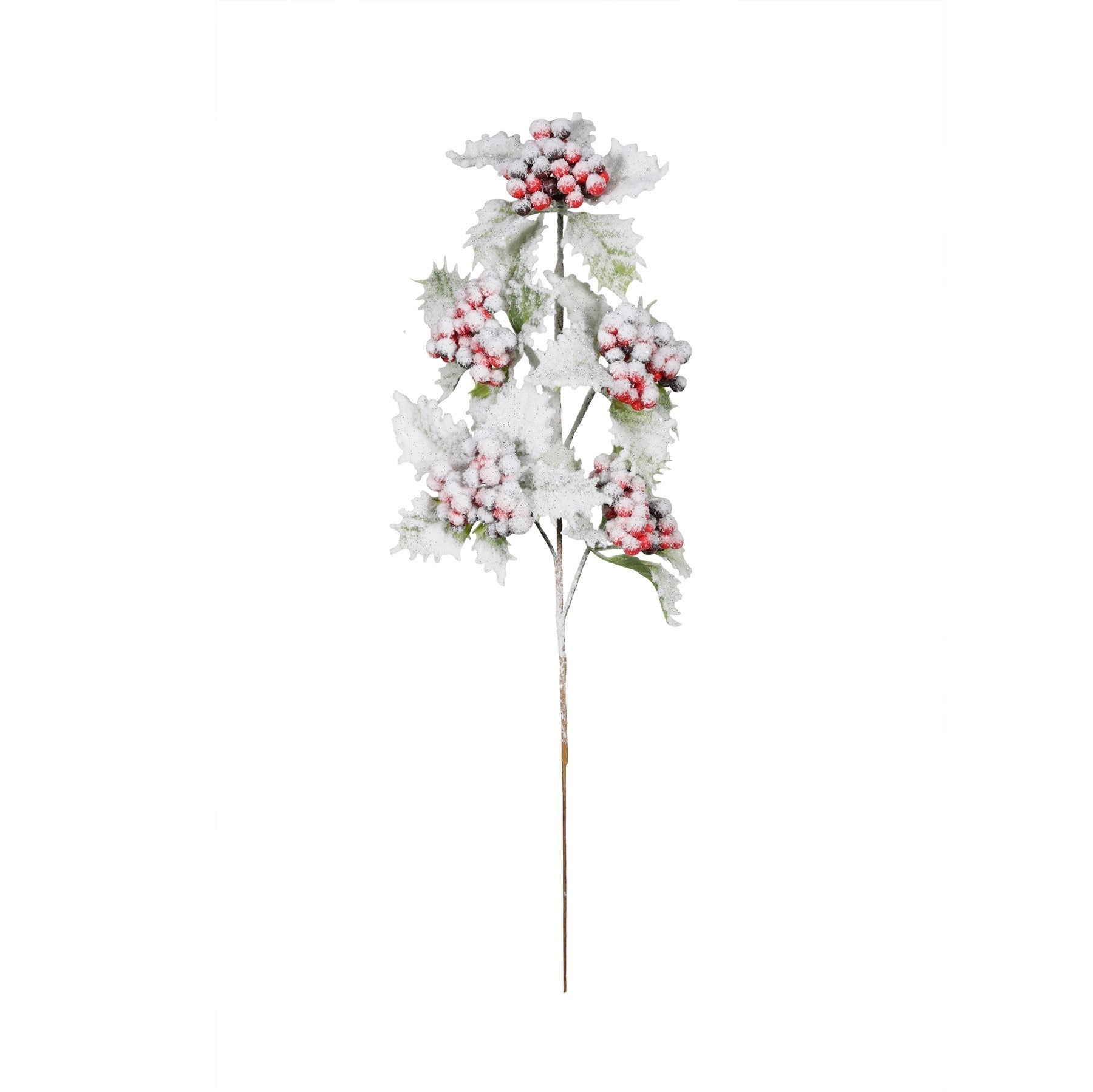 Snowy Berry & Holly Stem (H48cm)