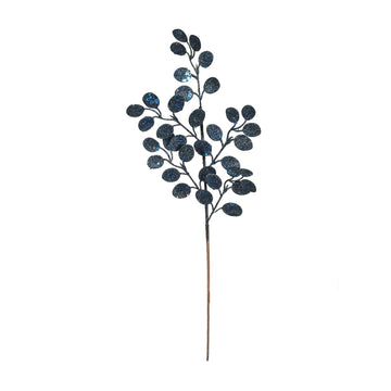 Navy Glitter Eucalyptus Stem (H61cm)