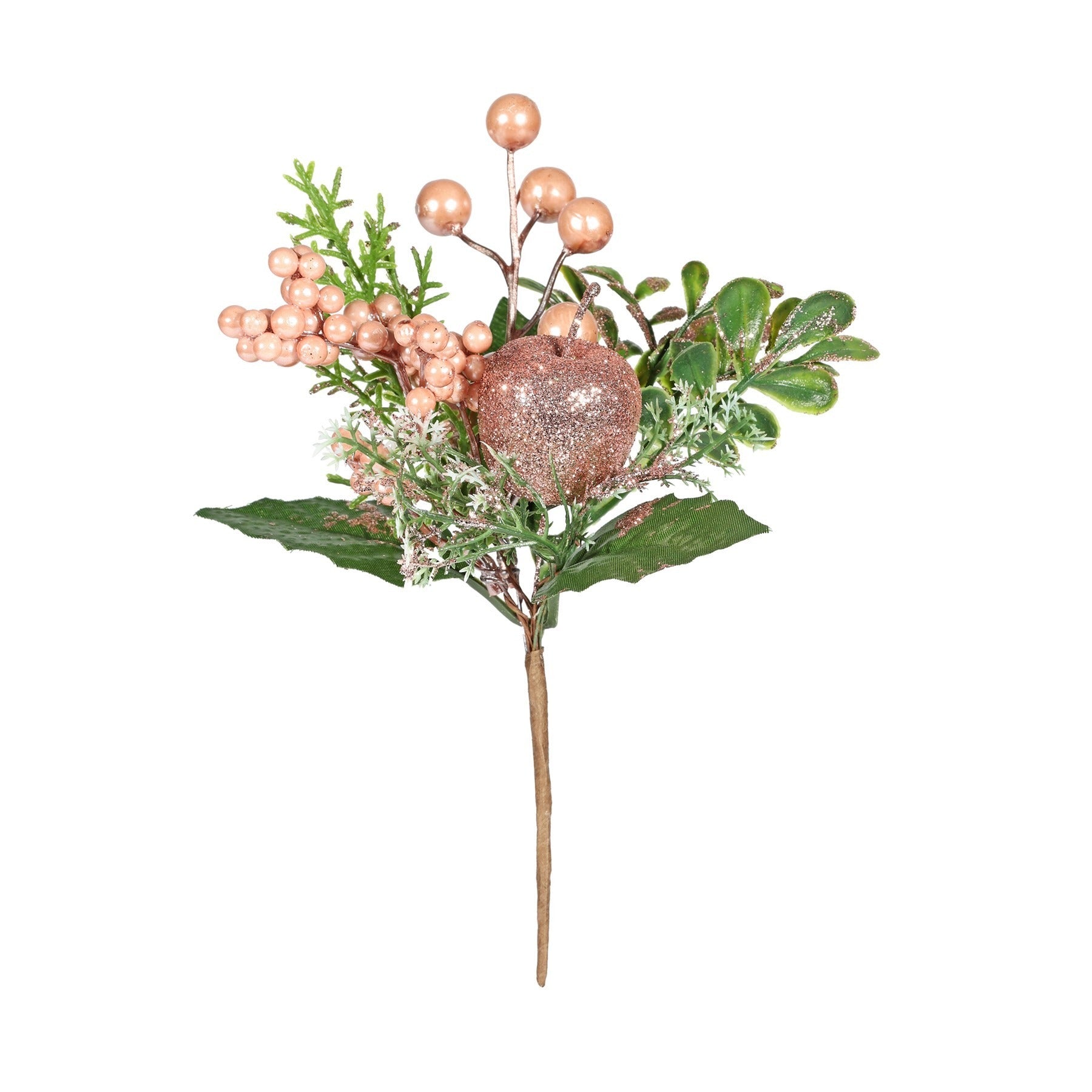 Pink Apple, Berry and Foliage Pick (H20cm)