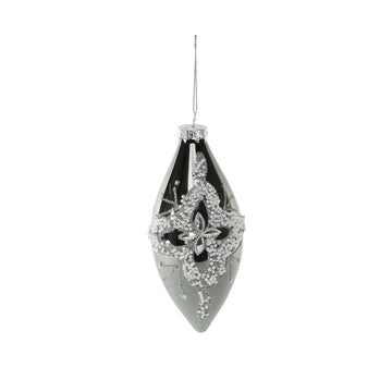 Glass Pewter Teardrop Bauble (16cm)