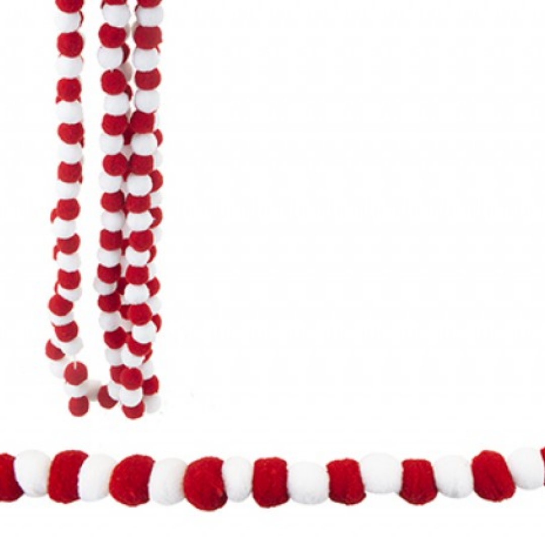 Pom Pom Candy Cane Garland (2.4m)