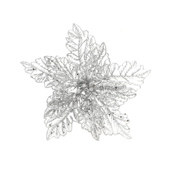 Silver Poinsettia Filigree with Clip (Dia22cm)