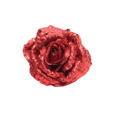 Red Glitter Rose with Clip (Dia18cm)