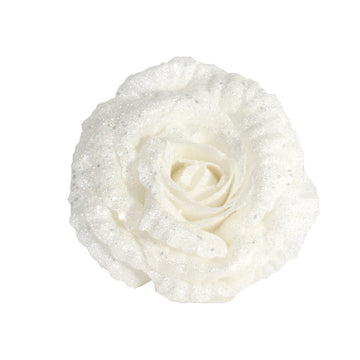 White Rose with Glitter and Clip (Dia18cm)