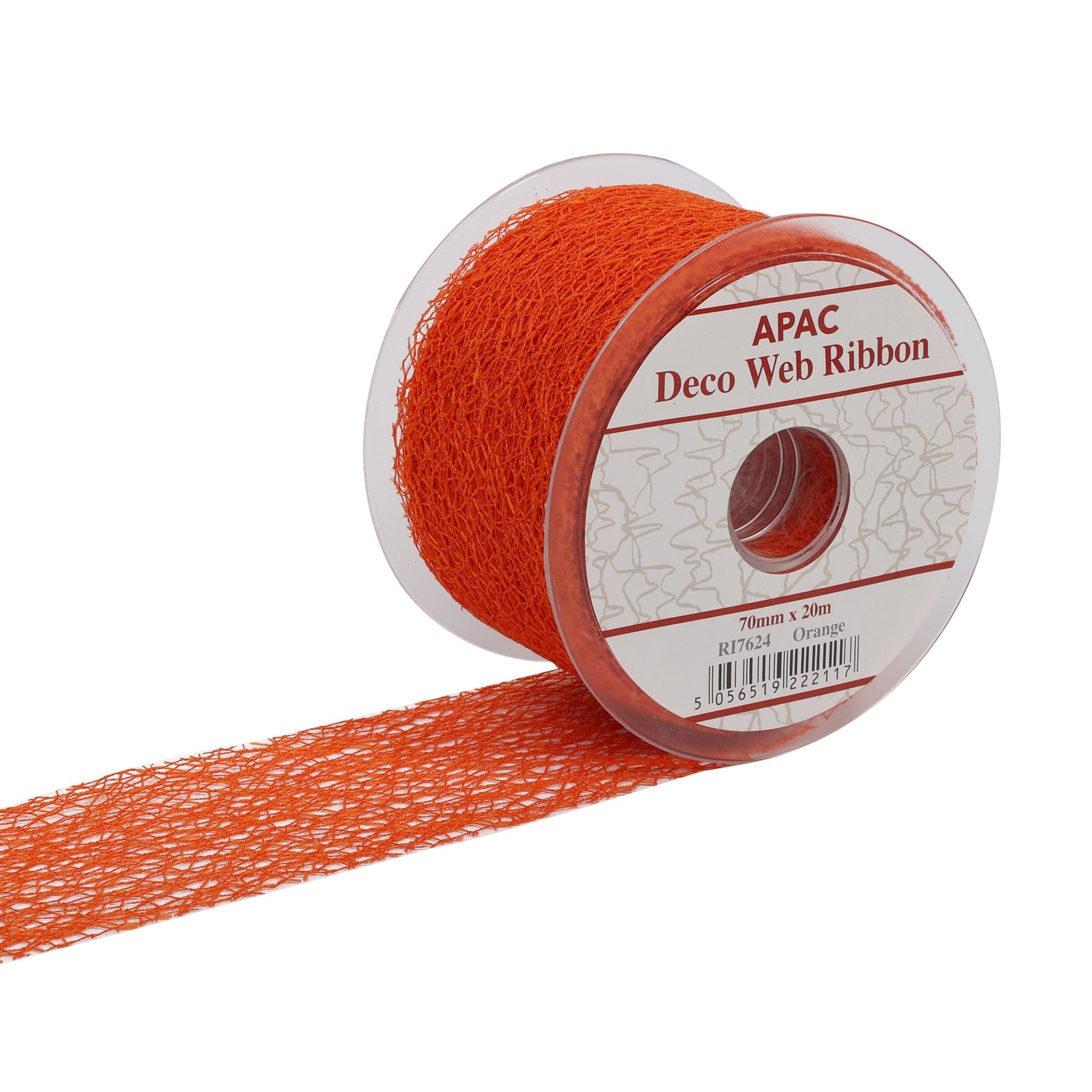 Orange Deco Web Ribbon (70mm x 20m)