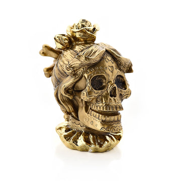 Gold Skull Resin Figurine