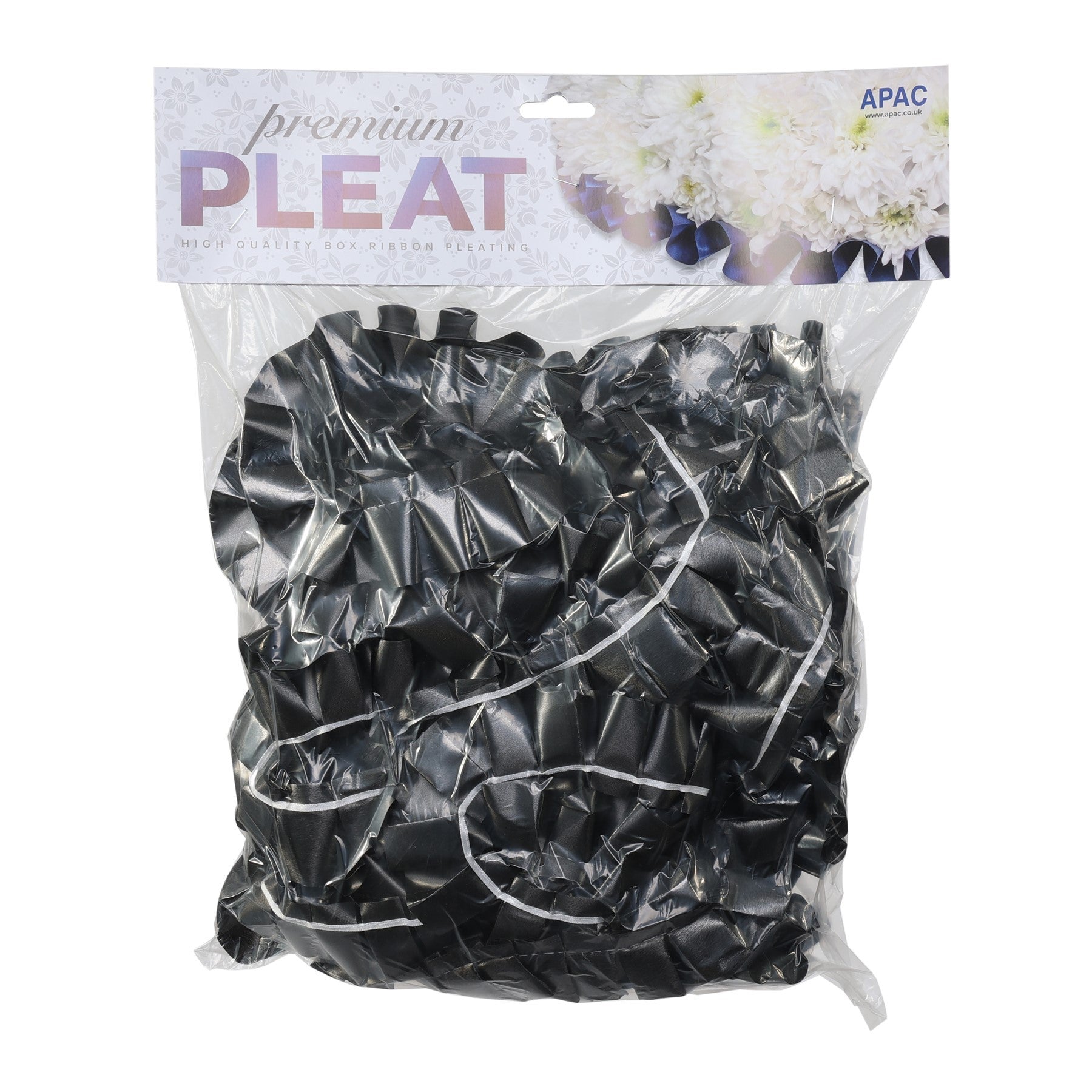 Premium Black Pleat Ribbon (50mm x 10m)