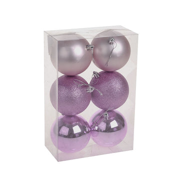 Pink Shatterproof Baubles (8cm) (6 pieces)