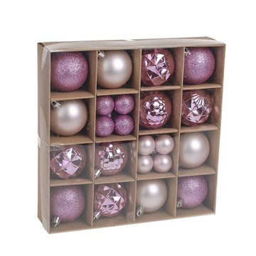 Pink Baubles Assorted Pack (6cm/3cm) (30 pieces)