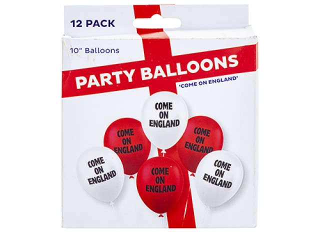 12 pack of Printed England Balloons