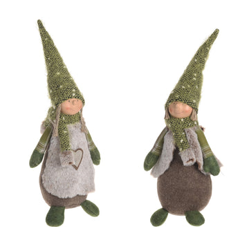 Christmas Fabric Boy & Girl Ornaments (Set of 2)