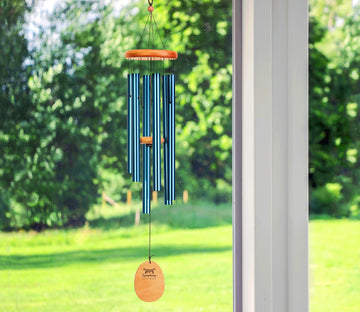 Wood and Aluminium Wind Chime with Blue Finish (91cm)