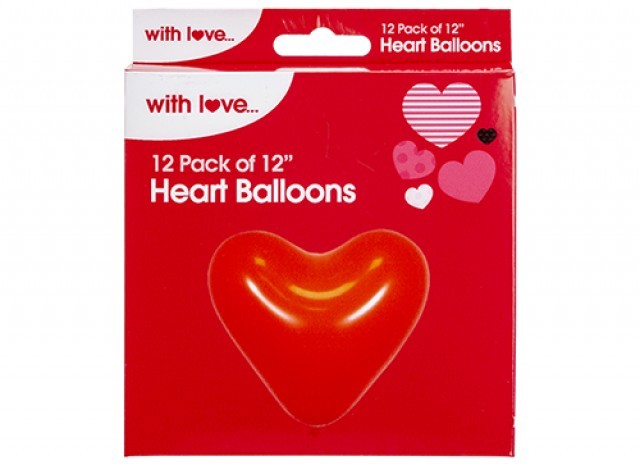 12 Pack of Love Heart Balloons