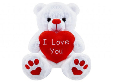 White I Love You Bear with Loveheart (10 inch)