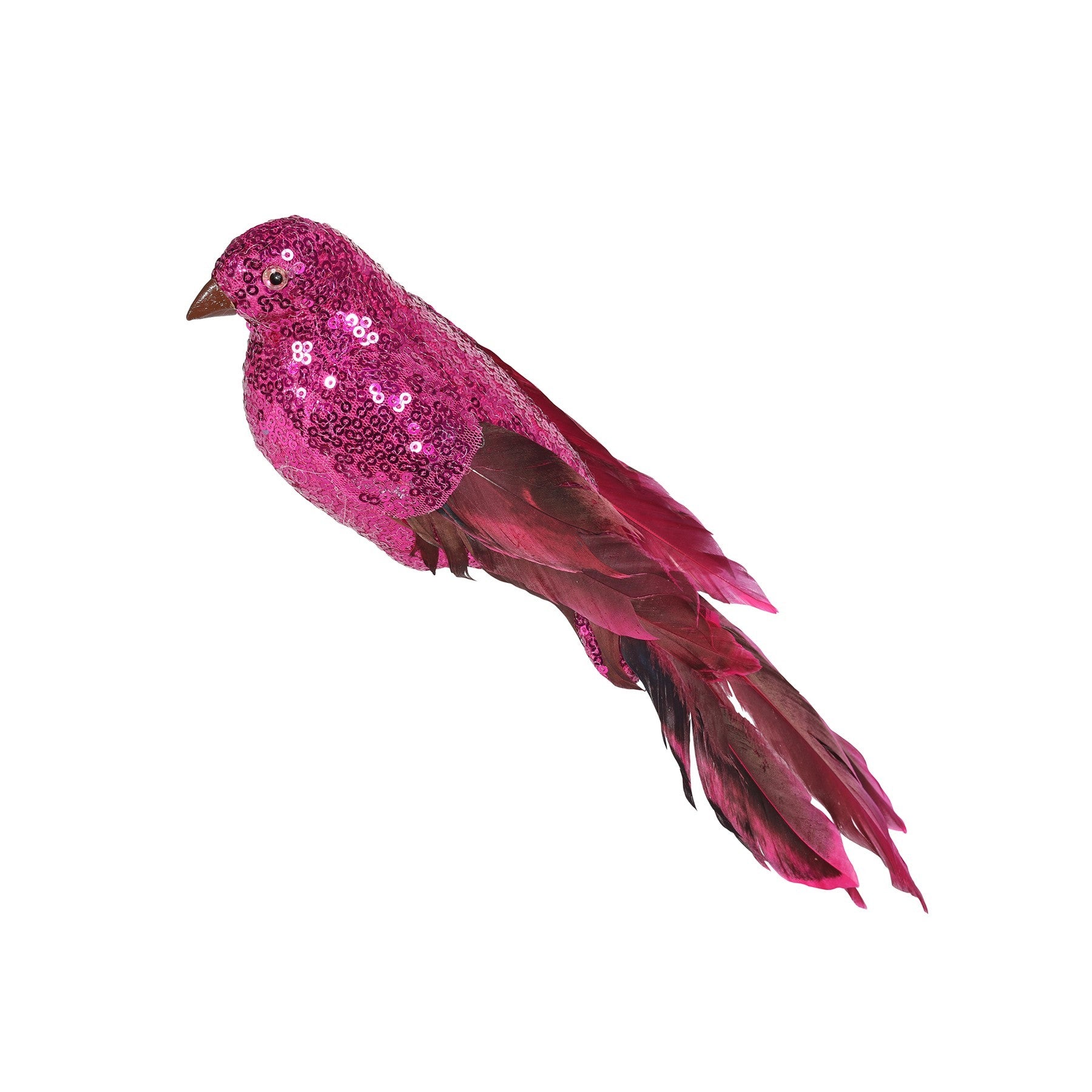 Hot Pink Sequin and Feather Bird (30cm)