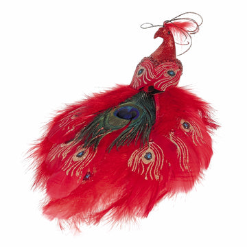 Red Peacock with Clip (30cm)