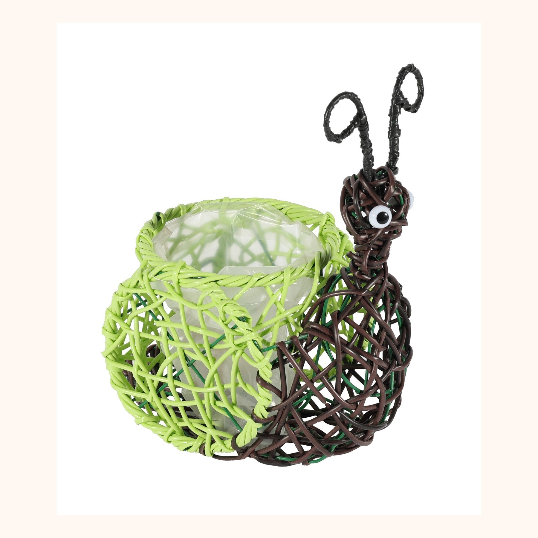 Green / Brown Wire Snail Planter