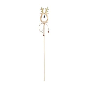 Gold Reindeer Wooden Pick with Bell (50cm)